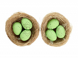 Декор с яйцами в гнезде из 2-х штук 5см зеленый
